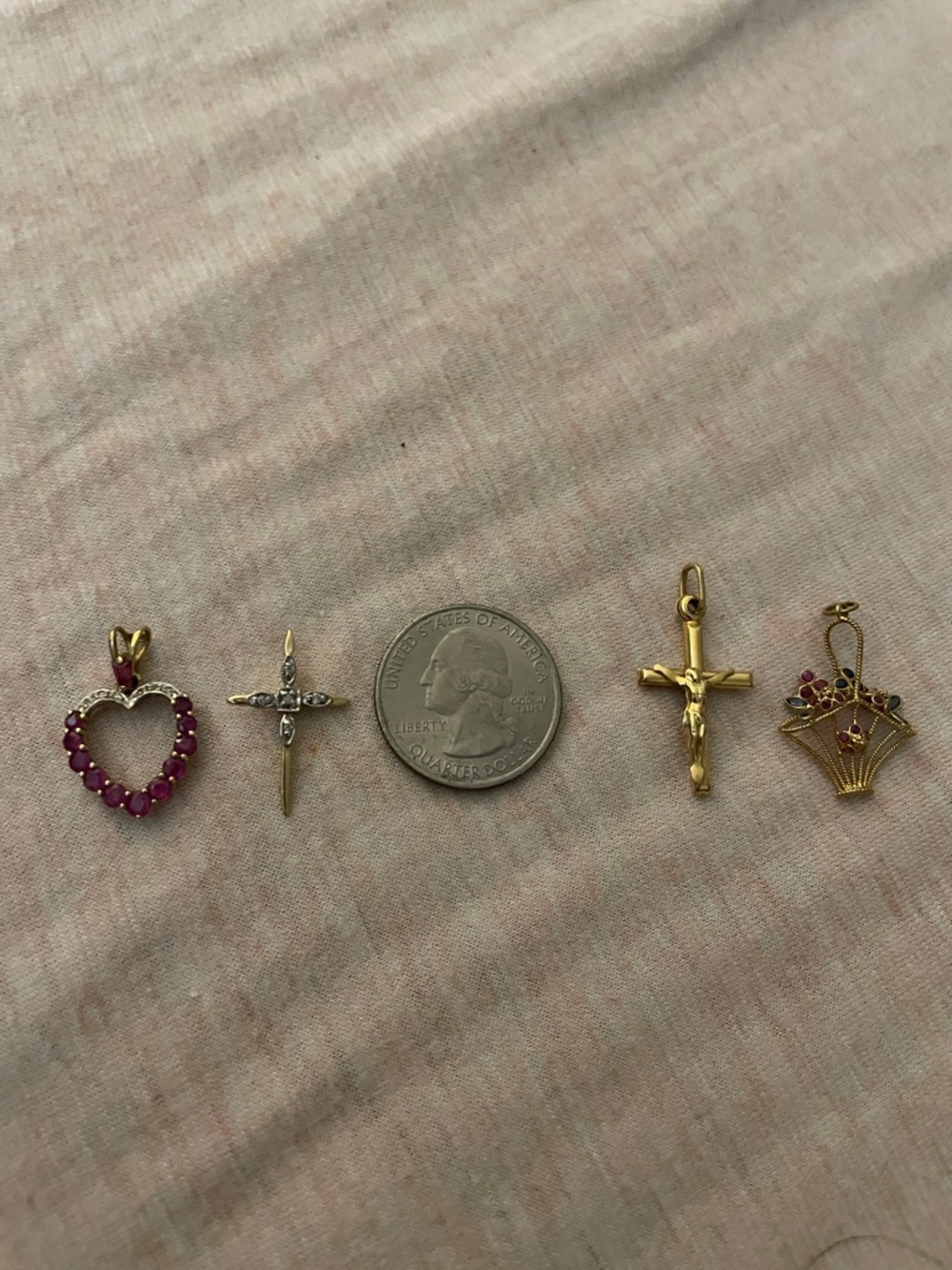 Set of 4 Gold pendants